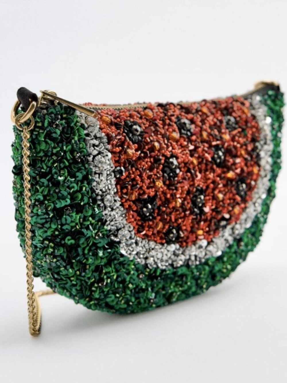 ZARA Watermelon Embroidered Sequin Beaded Jewel Rhinestone Shoulder Bag 6362 910